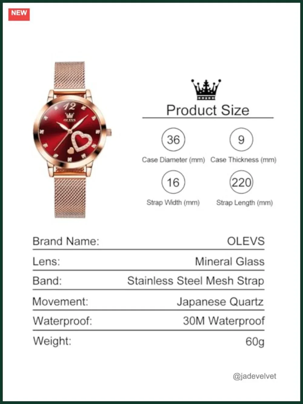 Elegant Rose Gold Quartz Wrist Watch, Mesh Bracelet, Small Dial, Waterproof